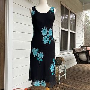 Studio 1 Black and Teal Floral Midi Dress & Jacket